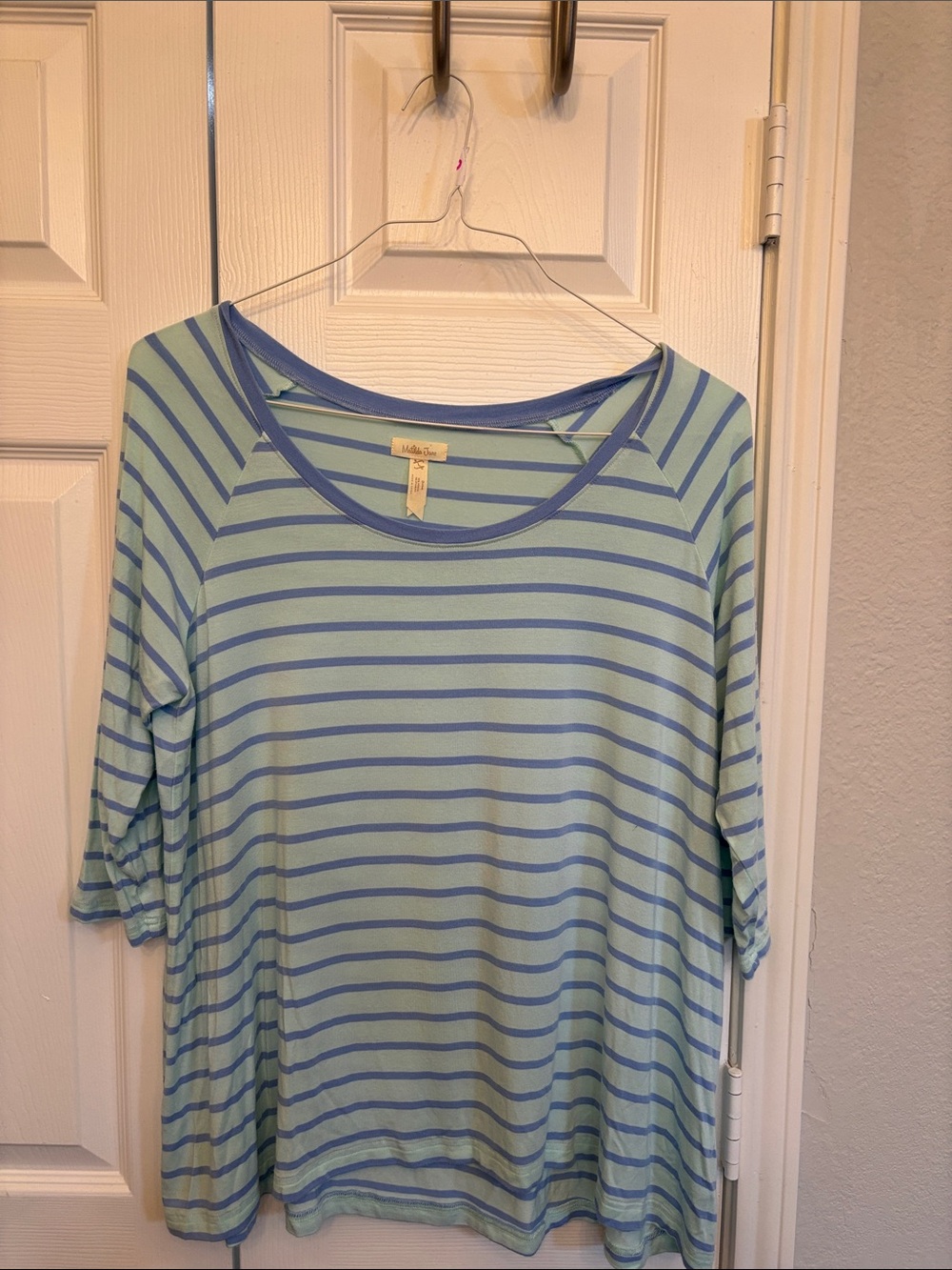 Matilda Jane Light Blue and Periwinkle Striped Scoop Neck Top